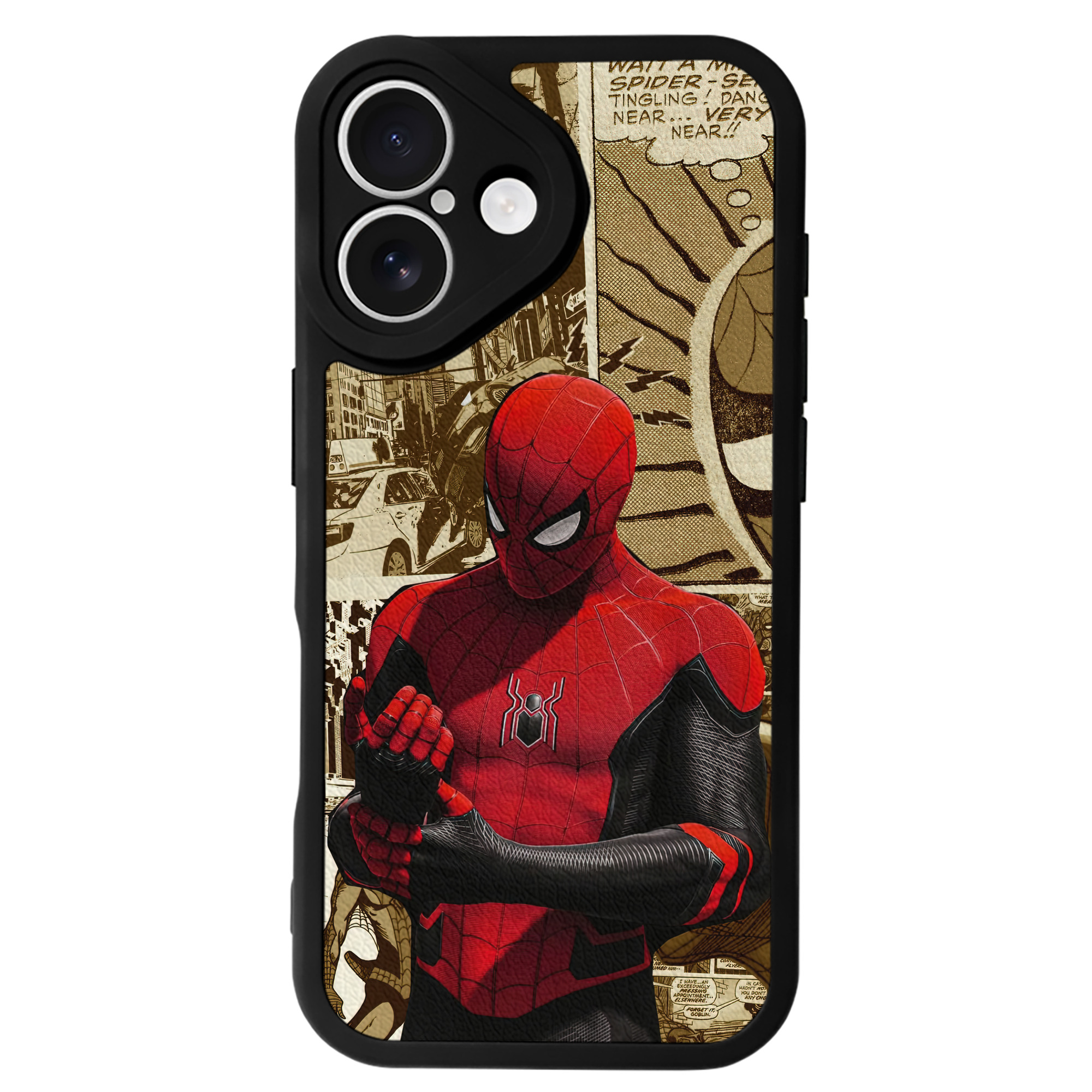 （画像用） Spider Man スパイダーマン 【iPhone 16シリーズ対応】シリコンスマホケース（レザー調） 材質：シリコン